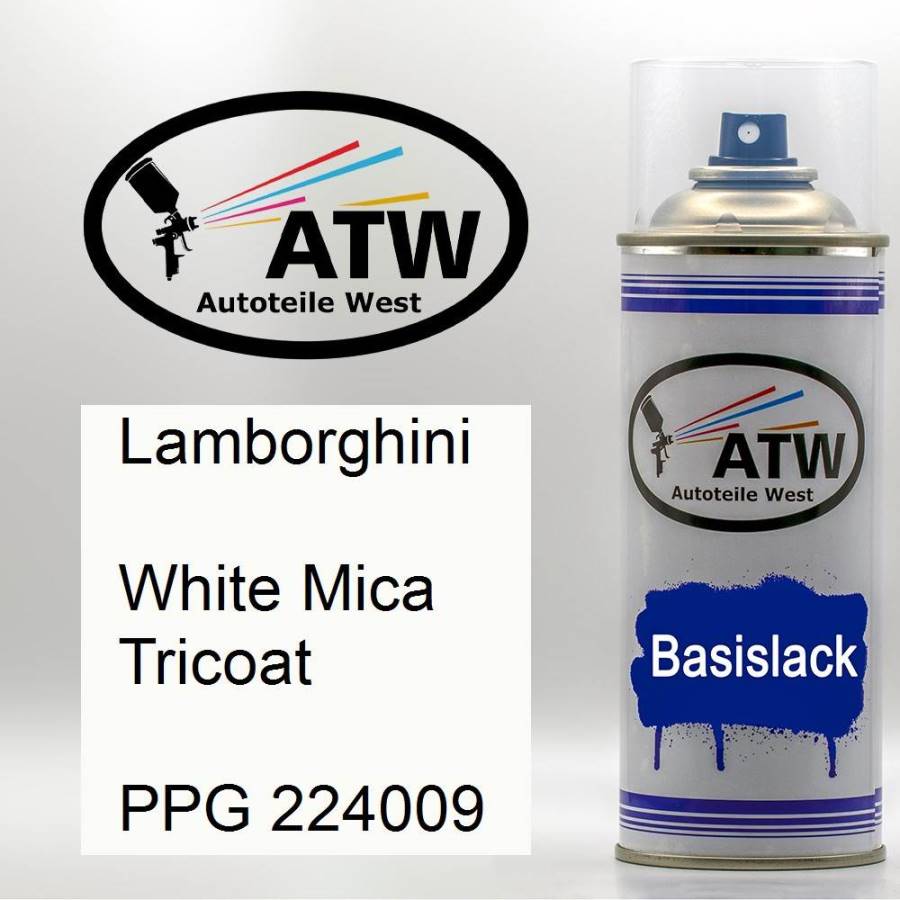 Lamborghini, White Mica Tricoat, PPG 224009: 400ml Sprühdose, von ATW Autoteile West.